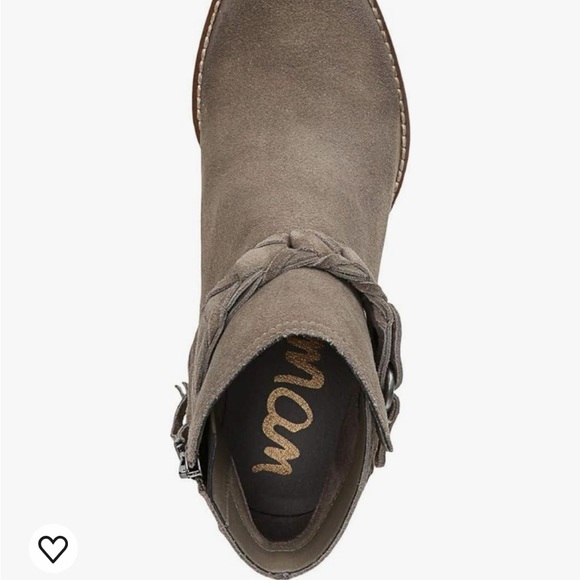 Sam Edelman Minetta Block Heel Almond Toe Ankle Boots Bootie Flint Grey Suede - Picture 11 of 11